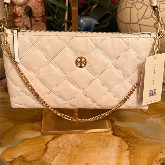 Tory Burch White Quilted Leather Shoulder Bag with Double strap NWT - Picture 2 of 16